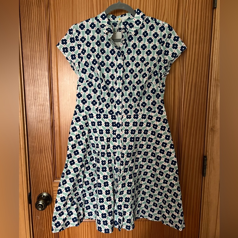 Boden Floral Button Down Short Sleeve Dress